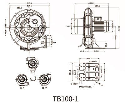 (image for) Radial fan TB100-1, aluminum frame, 750W