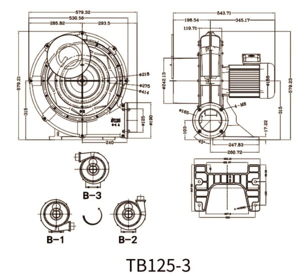 (image for) Radial fan TB125-3, aluminum frame, 2,2kW